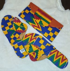 Handmade African Slipper/and Clutch Purse Size 7.5 US 39 EUR